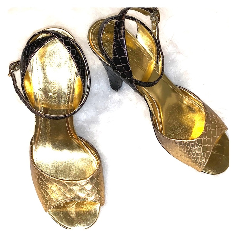 Enzo Angiolini Heels - Gold/Dark Brown
